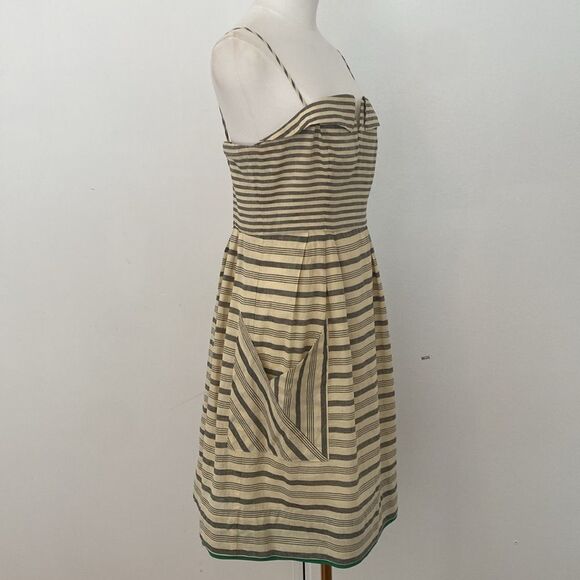 Anthropologie Maeve Changing Stripes Cream and Gray Mini Dress Dress Size 6 - Picture 5 of 15